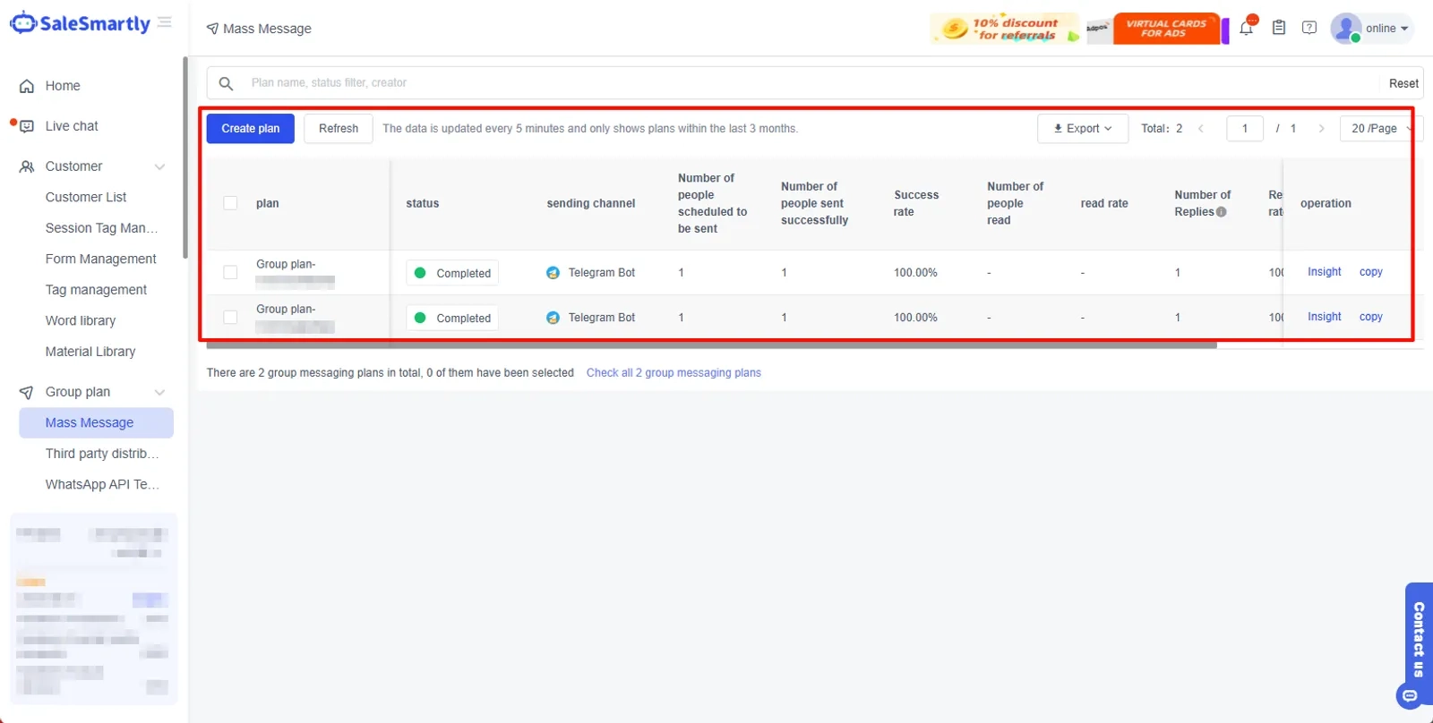 Bulk Messaging Management