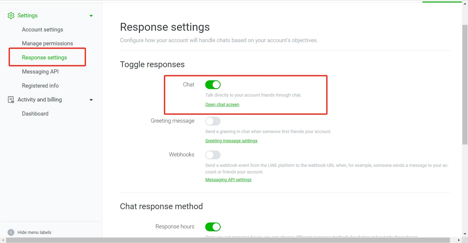 Chế độ Chat LINE