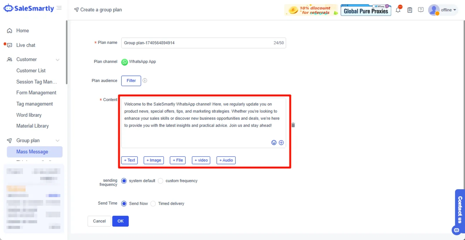 Chỉnh sửa nội dung phát sóng WhatsApp