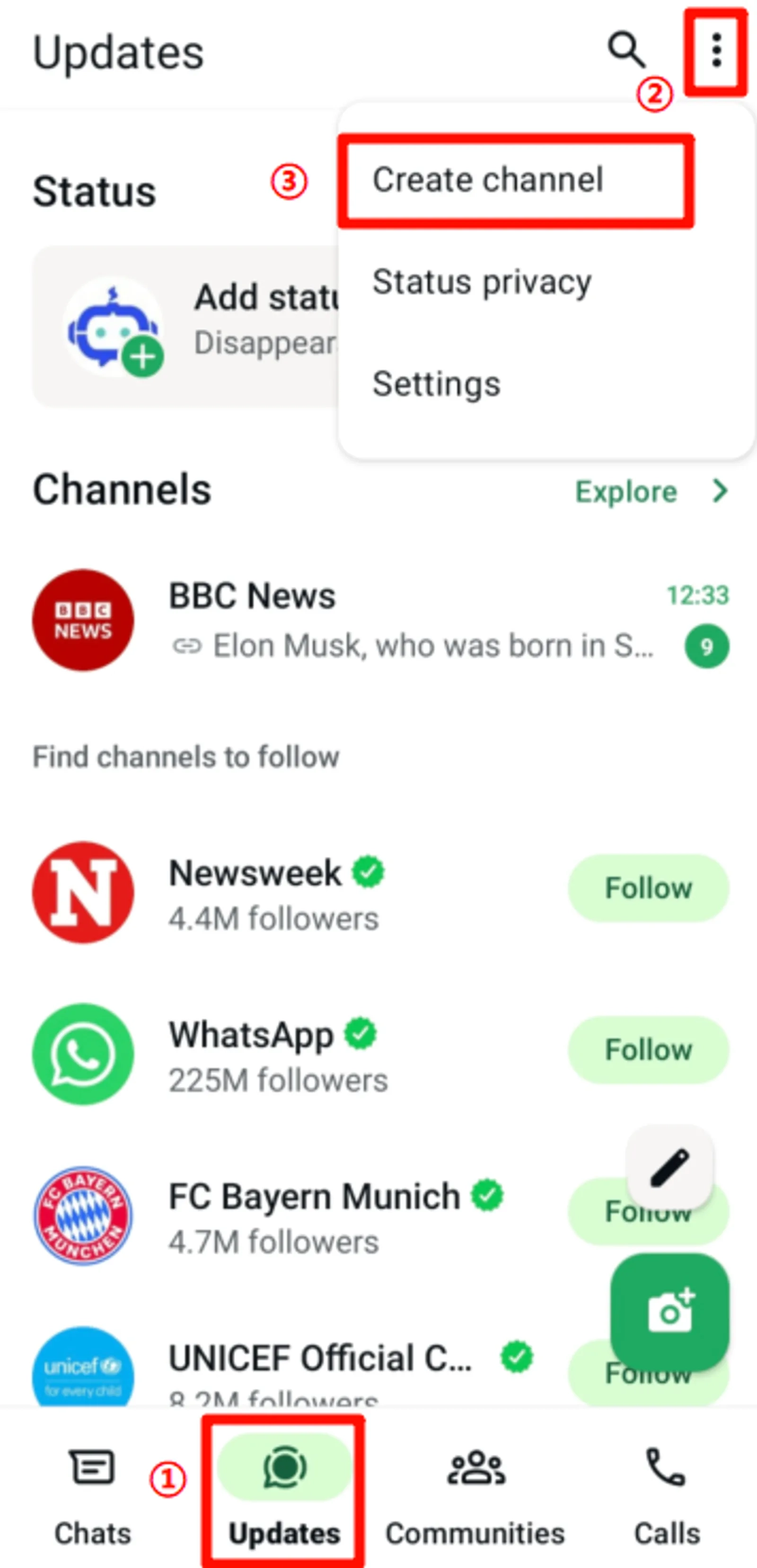 Tạo WhatsApp Channel - bước 1