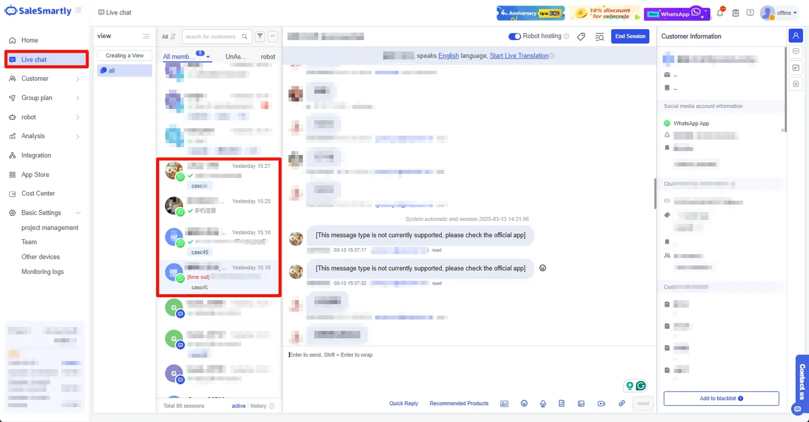 Tích hợp nhiều tài khoản WhatsApp vào SaleSmartly